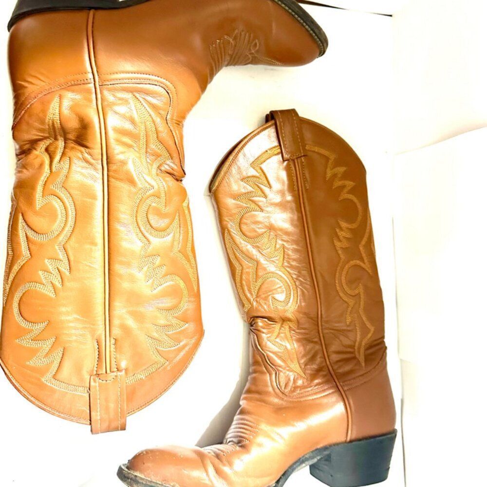 Vintage Remington Cowgirl Brown Leather Handmade Boots Size 7 C